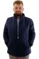 Mens Big Size dog collar Ribana Arm Zipper Coat U24611 Navy Blue
