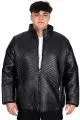 Big Tall Mens Quilted Coat U24614 Black Leather