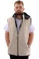 Big Size Mens Hooded Zipper quilted vest U24700 Beige