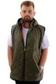 Big Size Mens Hooded Zipper quilted vest U24700 Khaki