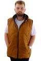 Big Size Mens Hooded Zipper quilted vest U24700 Brown