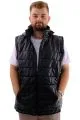 Big Size Mens Hooded Zipper quilted vest U24700 Dark Black