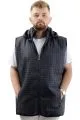 Big Size Mens Hooded Zipper quilted vest U24700 Navy Blue