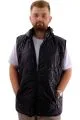 Big Size Mens Hooded Zipper quilted vest U24700 Shiny Black