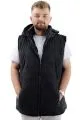 Big Size Mens Hooded Zipper quilted vest U24700 Black Süet