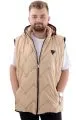 Mens Big Size quilted Vest with pocket Hooded U24701 Beige