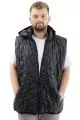 Mens Big Size quilted Vest with pocket Hooded U24701 Black