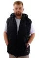 Mens Big Size quilted vest with pocket Removable Hooded U24703 Black