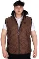 Big Size Mens Zipper Hooded quilted vest U24705 Brown