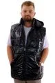 Big Size Mens Zipper Hooded quilted vest U24705 Shiny Black