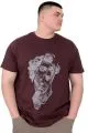 Büyük Beden Erkek T-Shirt Bisiklet Yaka Statue U25004 Mürdüm