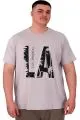 Büyük Beden Erkek T-Shirt Bisiklet Yaka Los Angeles U25006 Gri