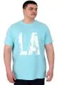 Big Size Mens T-Shirt Crew Neck Los Angeles U25006 Turkuaz