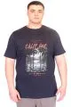 Büyük Beden Erkek T-Shirt Bisiklet Yaka CHILL OUT Baskılı U25008 Lacivert