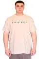 Big Size Mens T-Shirt Crew Neck CHICAGO  U25010 Bej