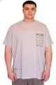 Büyük Beden Erkek T-Shirt Bisiklet Yaka FAULTLESS Basklılı U25011 Gri
