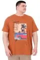 Büyük Beden Erkek Baskılı T-Shirt Palm Dream U25026 Tarçın