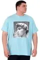 Büyük Beden Erkek T-Shirt Bisiklet Yaka STATUE U25027 Turkuaz