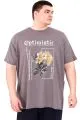 Büyük Beden Erkek T-Shirt Bisiklet Yaka OPTIMISTIC U25028 Füme