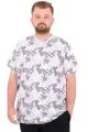 Büyük Beden Erkek T-Shirt Bisiklet Yaka Dore U25034 Siyah Kamuflaj