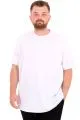 Büyük Beden Erkek T-Shirt Bisiklet Yaka U25035 Beyaz