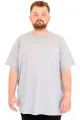 Büyük Beden Erkek T-Shirt Bisiklet Yaka U25035 Gri Melanj