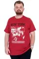 Plus Size Men's Crew Neck T-Shirt NEW YORK U25036 Bordeaux