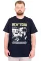 Büyük Beden Erkek T-Shirt Bisiklet Ysks NEW YORK U25036 Lacivert