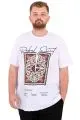 Büyük Beden Erkek T-Shirt Bisiklet Yaka REBEL U25039 Beyaz