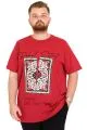 Büyük Beden Erkek T-Shirt Bisiklet Yaka REBEL U25039 Bordo