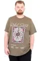 Büyük Beden Erkek T-Shirt Bisiklet Yaka REBEL U25039 Haki