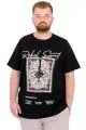 Büyük Beden Erkek T-Shirt Bisiklet Yaka REBEL U25039 Siyah