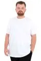 Büyük Beden Erkek T-Shirt Bisiklet Yaka Basic U25162 Beyaz