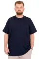 Büyük Beden Erkek T-Shirt Bisiklet Yaka Basic U25162 Lacivert