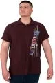 Büyük Beden Erkek T-Shirt Polo Flag U25304 Mürdüm