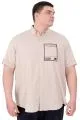 Big Size Mens Gabardine Shirt Beige U25603