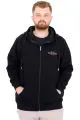 Büyük Beden Erkek Kapüşonlu Fermuarlı Sweatshirt U25803 Siyah