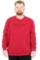 Büyük Beden Erkek Bisiklet Yaka Sweatshirt TOUCH WITH INTENT U25804 Bordo