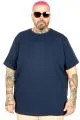 Büyük Beden Likralı T-shirt Bisiklet Yaka 20149 İndigo [product_color]
