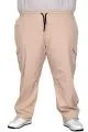 Büyük Beden Pantolon Keten Kargo Jogger Milano 21912 Bej [product_color]