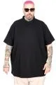 Büyük Beden Erkek Tişört Düğmeli Hakim Yaka T-Shirt U24339 Siyah