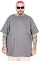 Büyük Beden Kalın Basic T-Shirt 25162 Gri
